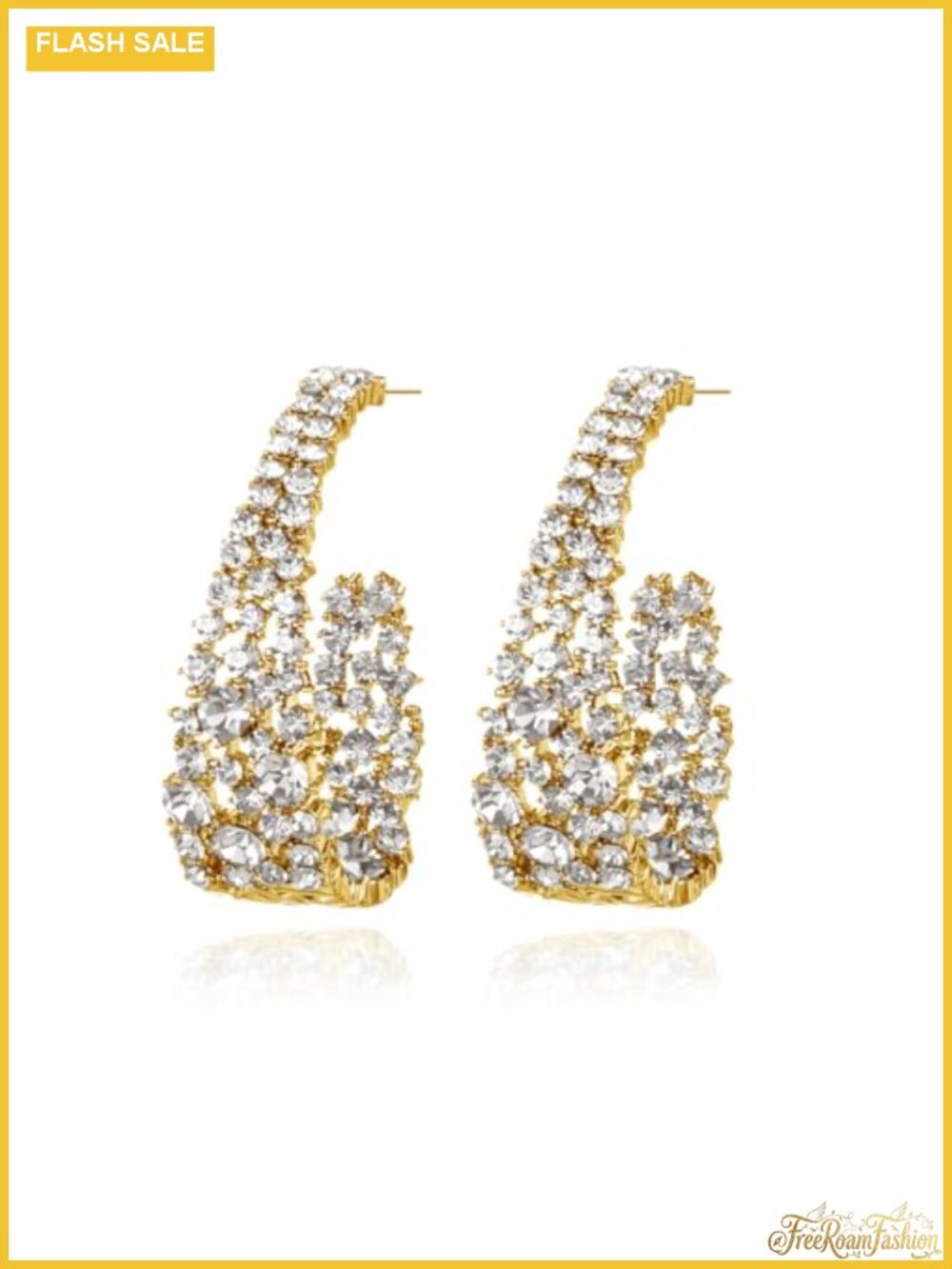 Gold Plated Crystal Hoop Earrings for Women, Hypoallergenic Post Back